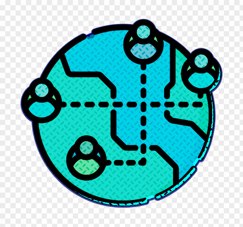 Turquoise Social Media Icon Globe Network PNG