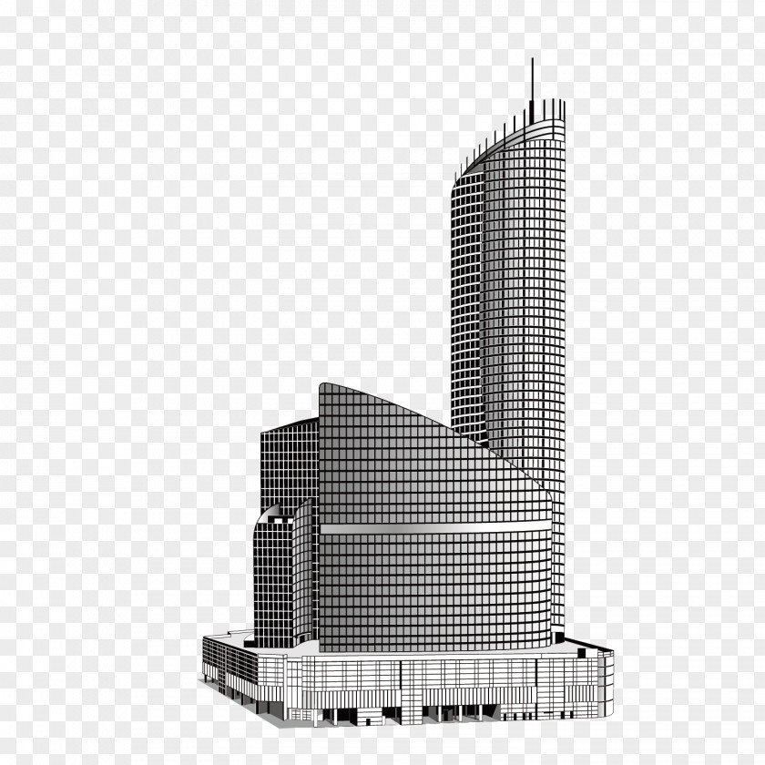 High Rise Building Skyscraper Black And White PNG