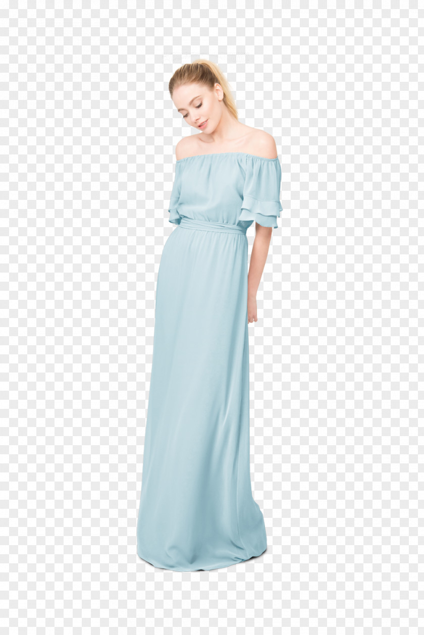Blue Bridesmaid Dress Wedding Shoulder Satin Party PNG