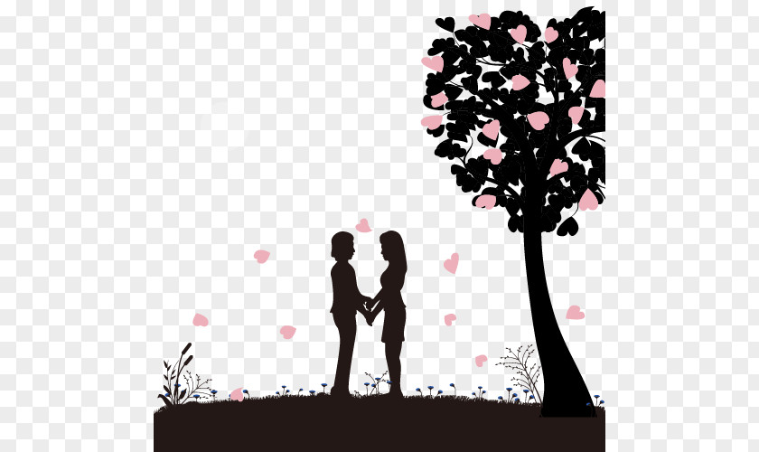 Couple Silhouette Figures Albums Valentines Day Dating PNG