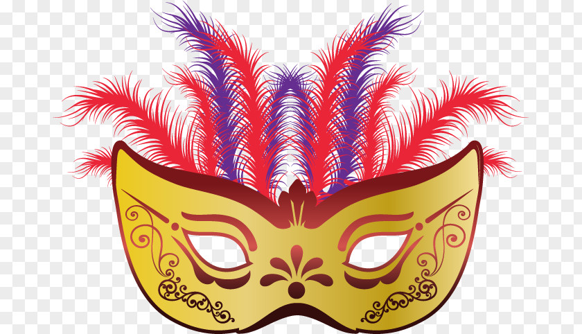 Yellow Feather Masks Free To Pull Material Mask Ball PNG