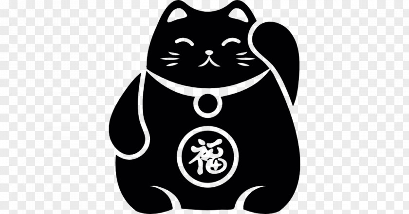 Cat Maneki-neko Luck Neko Atsume Black PNG