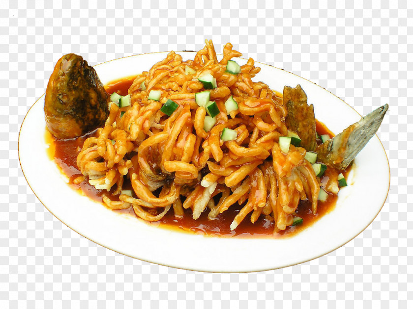 Chrysanthemum Fish Lo Mein Chow Chinese Cuisine Fried Noodles PNG