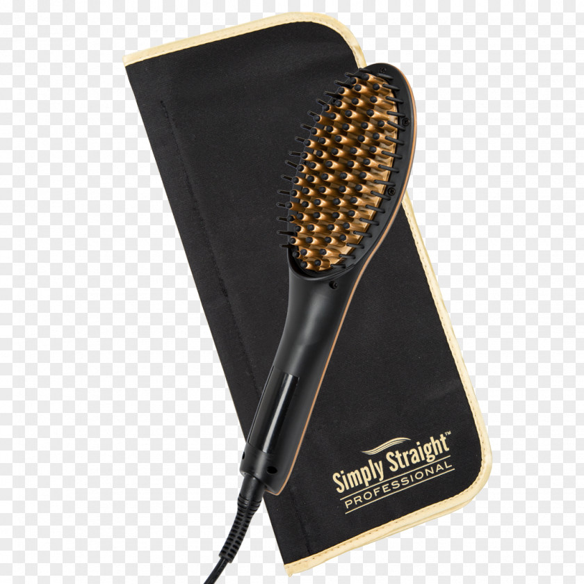 Gold Brush Hair Iron Hairbrush Borste Tourmaline PNG