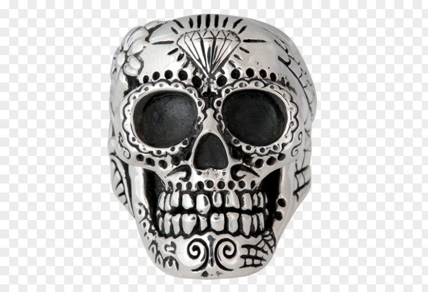 Silver Skull Calavera Jewellery Ring PNG