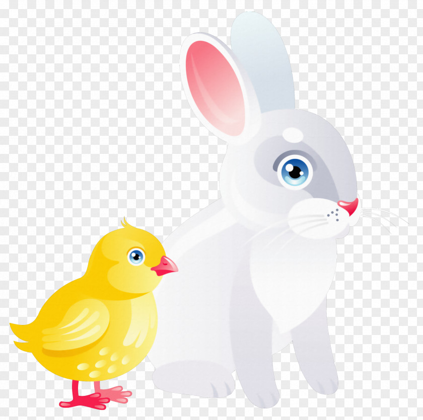 Easter Chicken And Bunny Transparent Clipart Domestic Rabbit Duck PNG