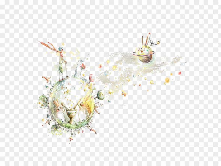 Hand-painted Planet Comics Watercolor Painting Cartoon Illustration PNG