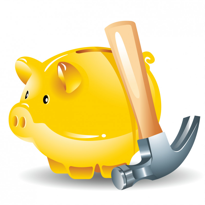 Pig And Hammer Piggy Bank Money Saving Euclidean Vector PNG