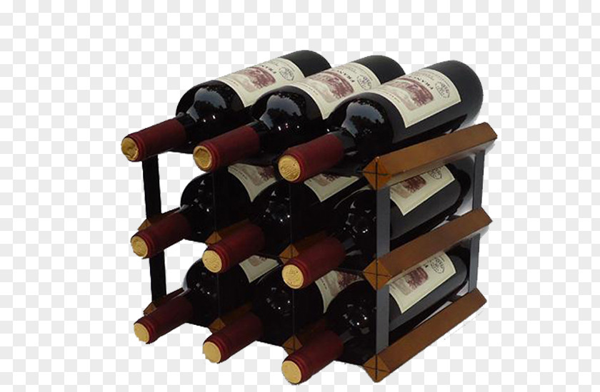Square Cellar With Wine Rack Red Bottle PNG