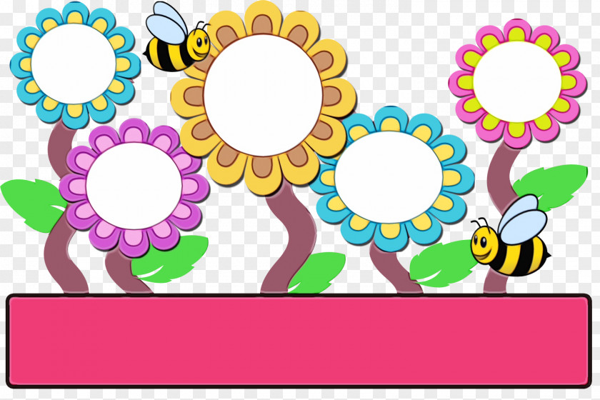 Sticker Flower Car Watercolor Background PNG