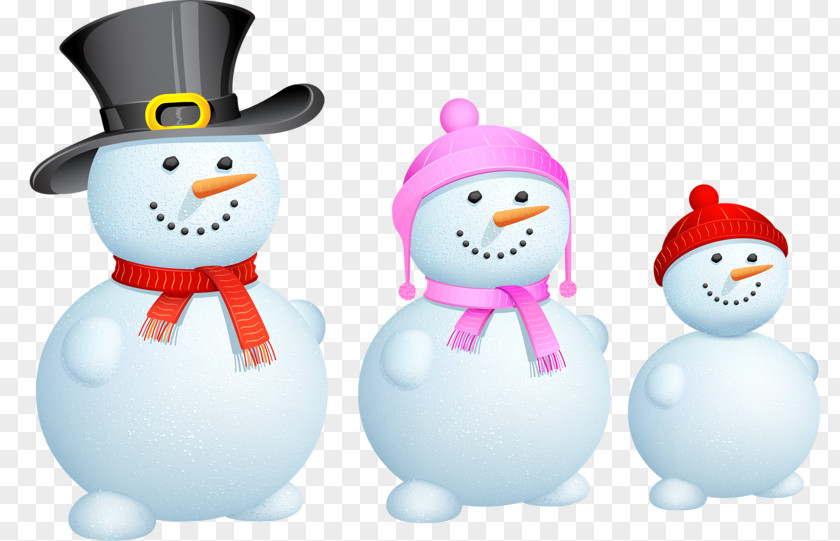 Three Snowman Christmas Family Clip Art PNG