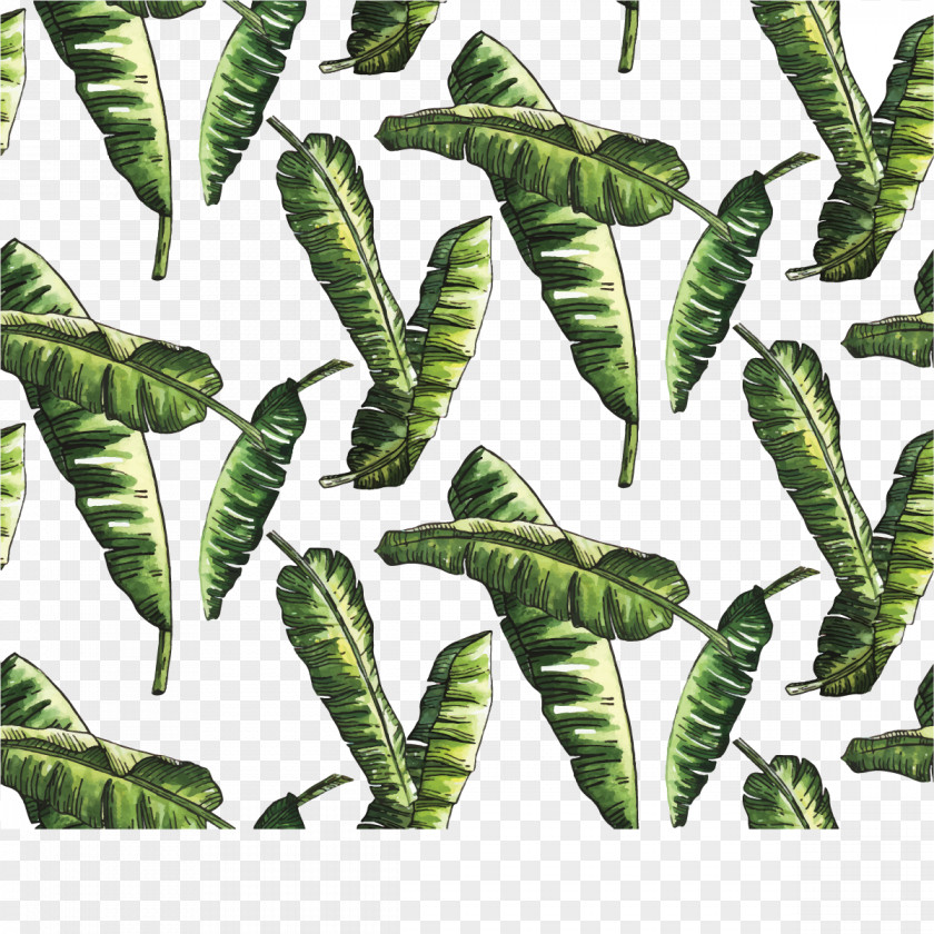 Vector Green Bamboo Leaves Euclidean Leaf Watercolor Painting PNG
