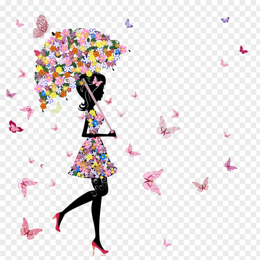 Beautiful Flower Fairy Painting Illustration PNG