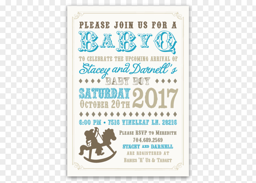 Blue Invitation Baby Shower Party Infant Birthday Cowboy PNG