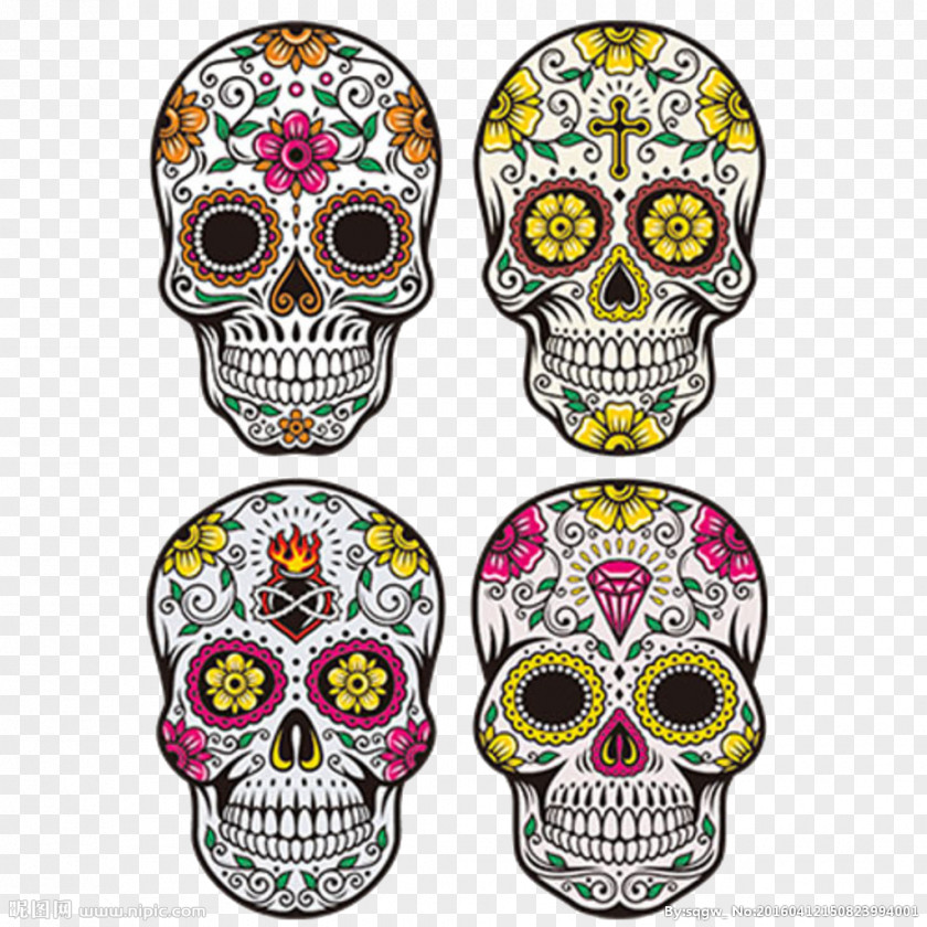 Skull Pattern Calavera Day Of The Dead Illustration PNG