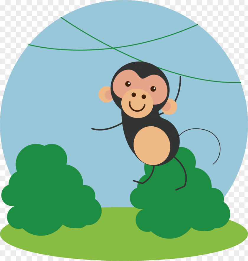 Cartoon Monkey Vector Drawing Illustration PNG