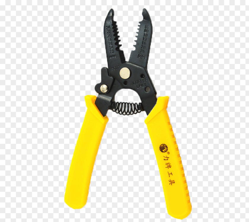 Yellow Skin Stripping Pliers Linemans Tool Wire Stripper PNG