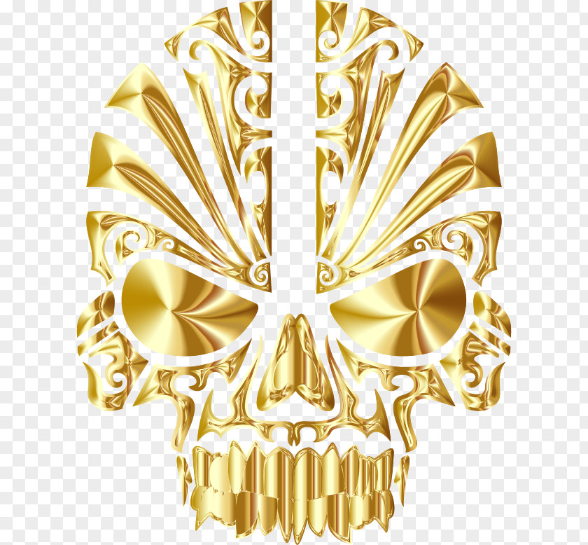 Gold Skull Clip Art Openclipart Line Image Free Content PNG