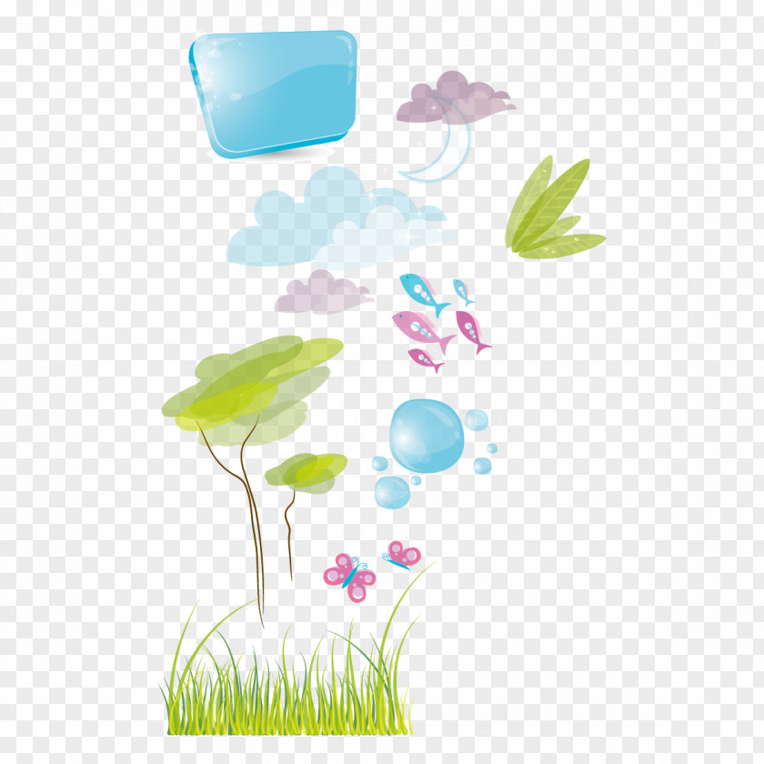 Grass Tree And Clouds Euclidean Vector Clip Art PNG