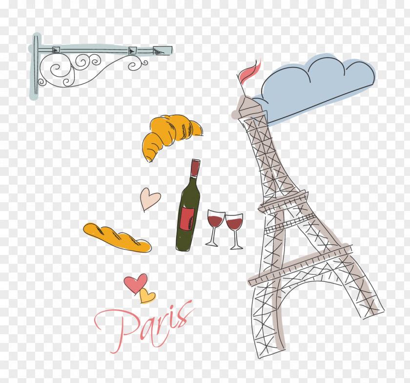 Paris Painted Element Eiffel Tower Pattern PNG