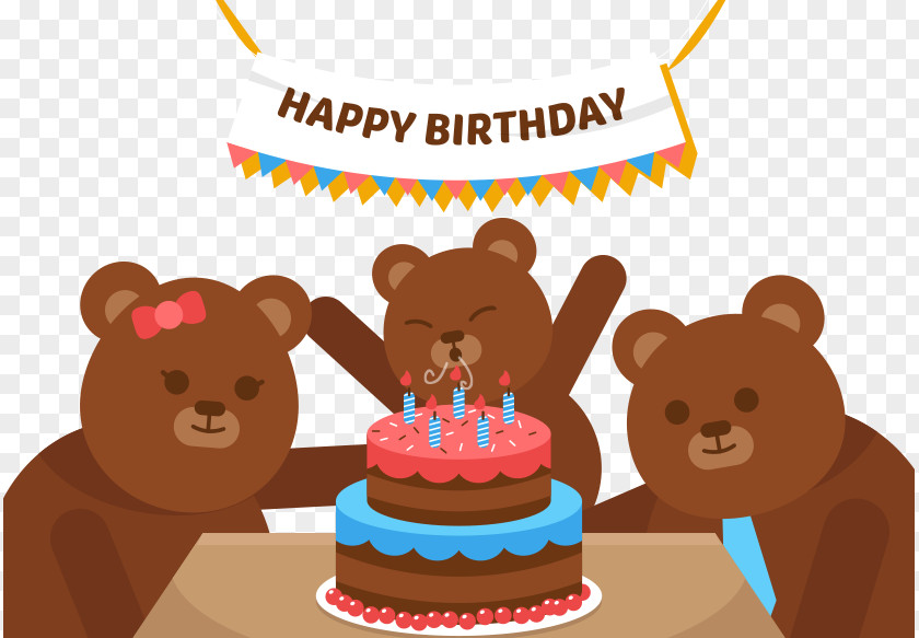 Bear Happy Birthday Vector Illustration PNG