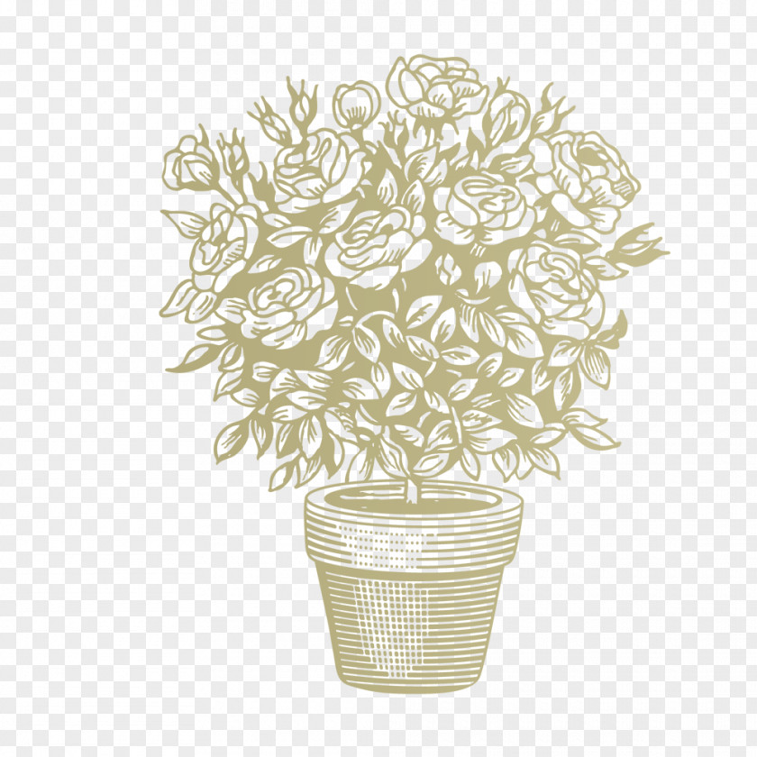 Grey Horned Heidschnucke Flowerpot Floral Design Vase Drawing PNG