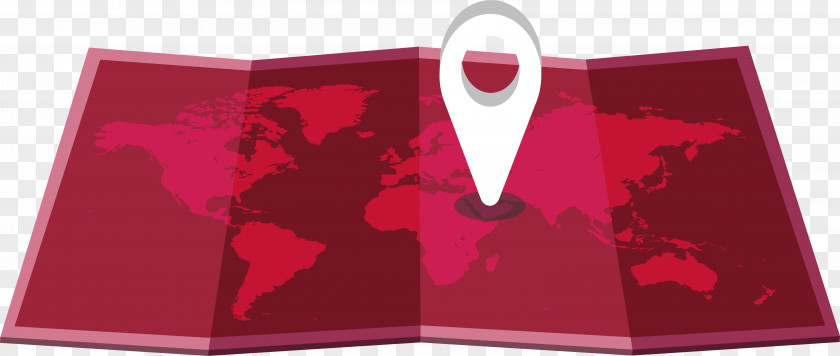 Red Origami World Map Brand PNG