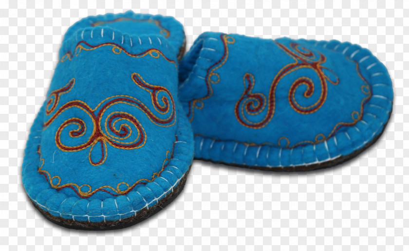 Zebu Slipper Shoe Turquoise PNG