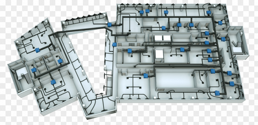 Cad Floor Plan 3D Building Automation HVAC PNG