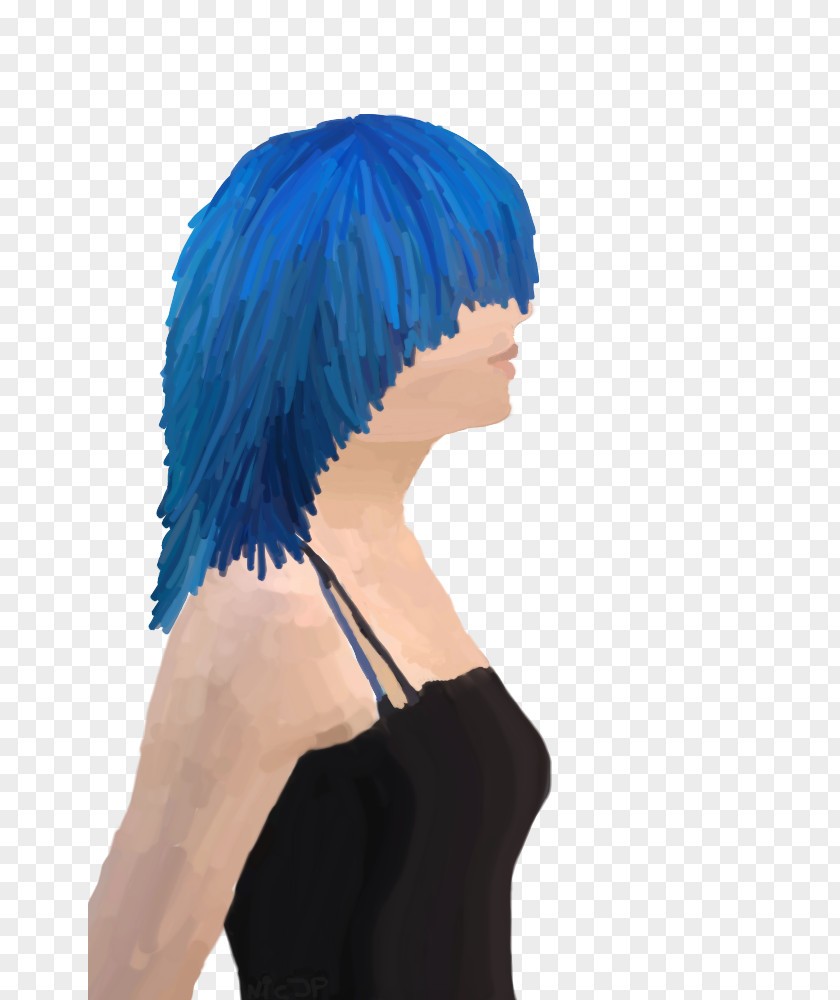 Blue Hair Shoulder Coloring PNG