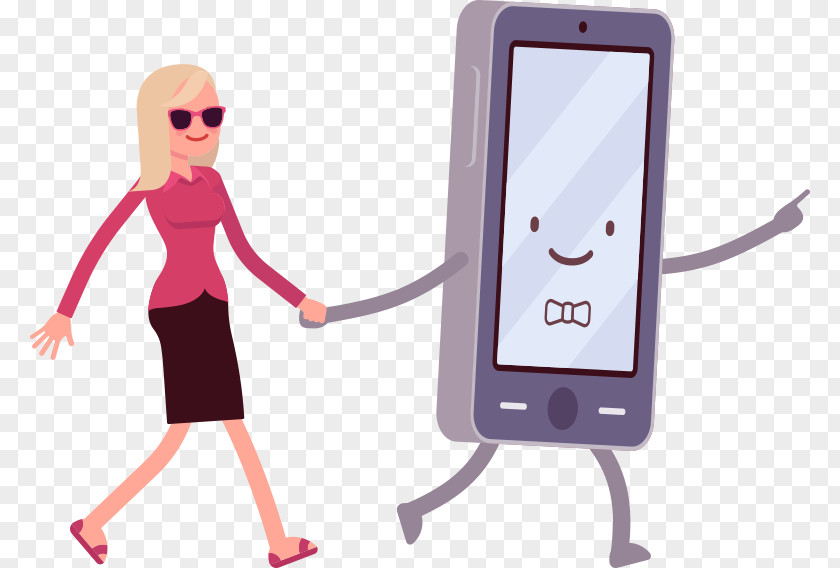 Vector Beauty And The Phone Royalty-free Walking Smartphone Illustration PNG