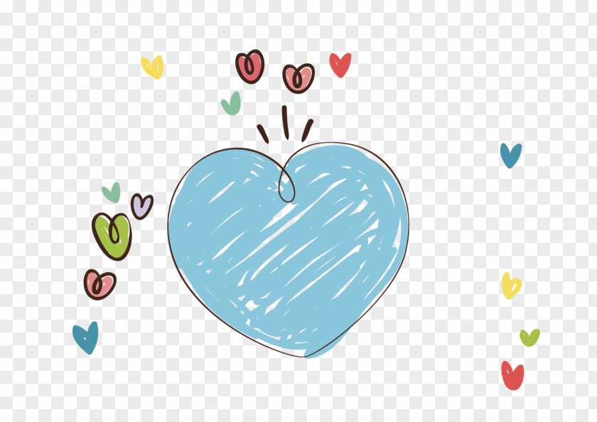 Cartoon Blue Heart Drawing Illustration PNG