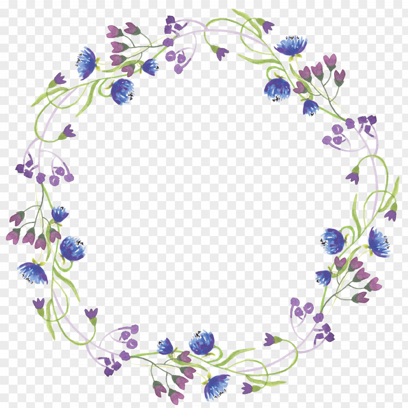 Round Blue Border Flower Ring Clip Art PNG