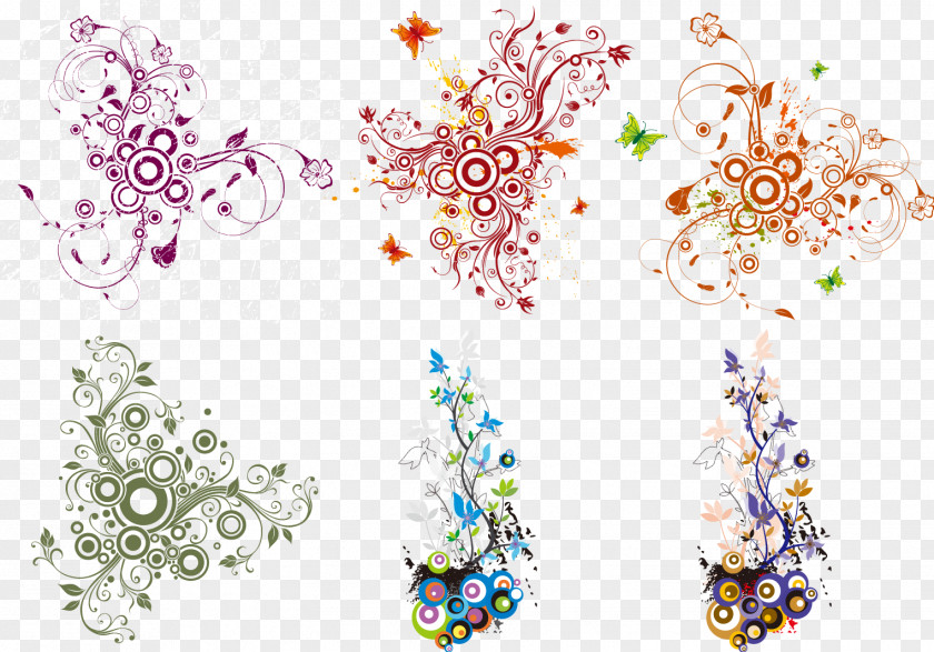 Six Circle Color Pattern Vector Flower Clip Art PNG