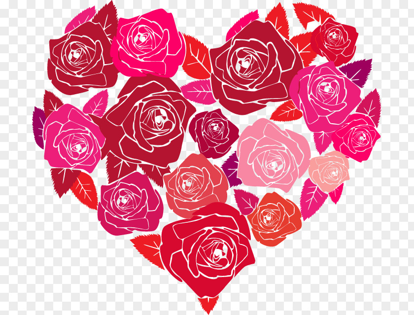 Valentine's Day Heart-shaped Hand-painted Roses PNG