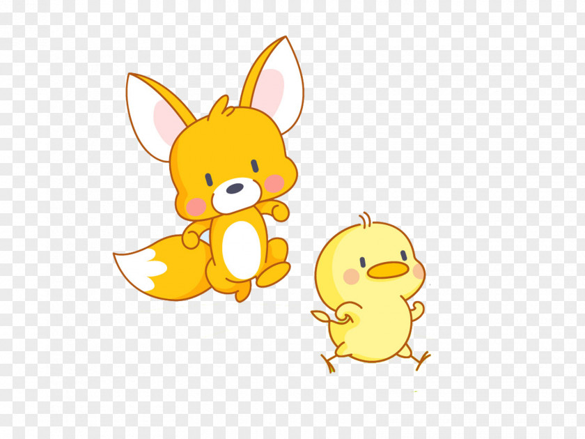 Fox And Chick Cartoon Animal U0e01u0e32u0e23u0e4cu0e15u0e39u0e19u0e0du0e35u0e48u0e1bu0e38u0e48u0e19 Download PNG