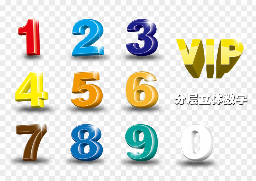 Free VIP HD Stereoscopic Digital Creative Pull Number Numerical Digit Stereoscopy PNG