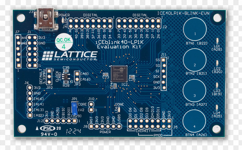 Lattices Semiconductor Microprocessor Development Board Printed Circuit Electronics Controller PNG
