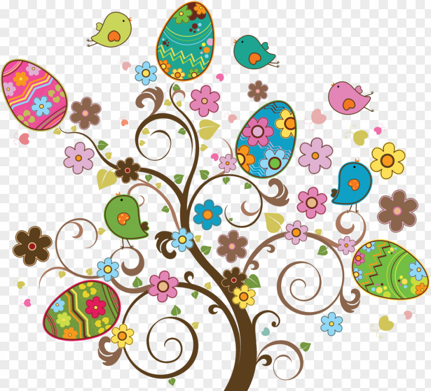 PASQUA Easter Bunny Egg Tree Clip Art PNG