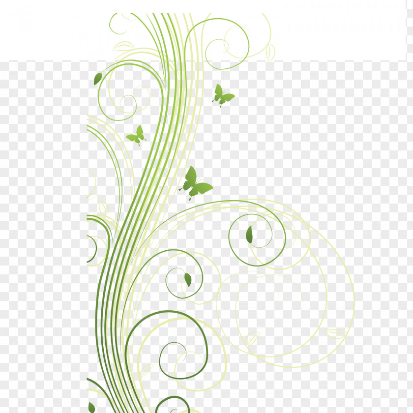 Green Slender Winding Flower Rat Vector Material Download Euclidean PNG