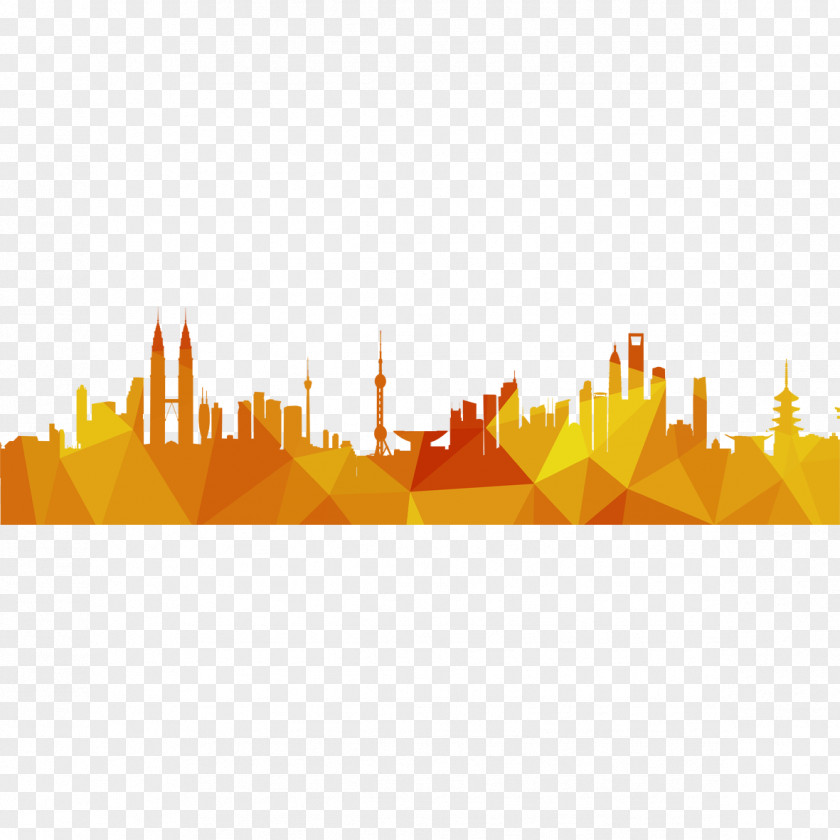 Golden City Silhouette PNG