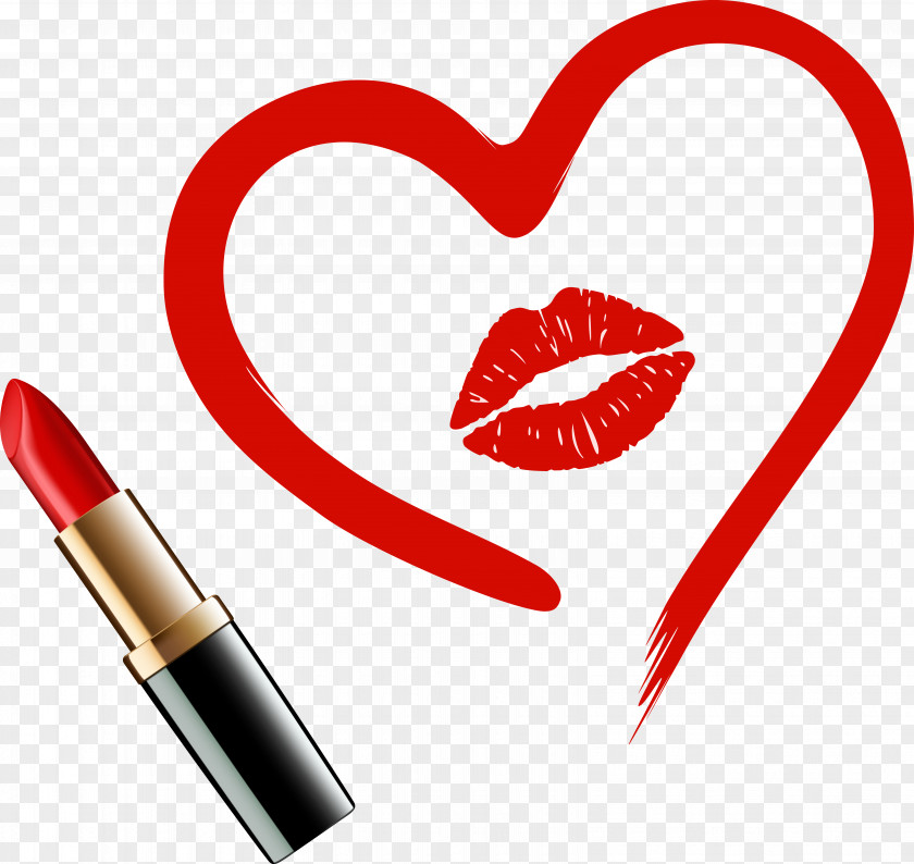 Vector Lipstick Heart Drawing PNG