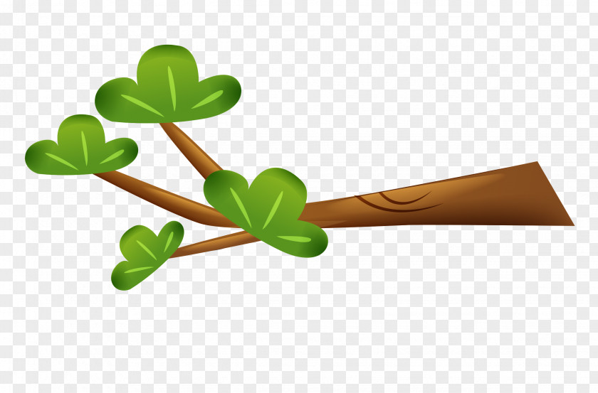 Cartoon Tree Branches Green Leaves Leaf Branch Animation PNG