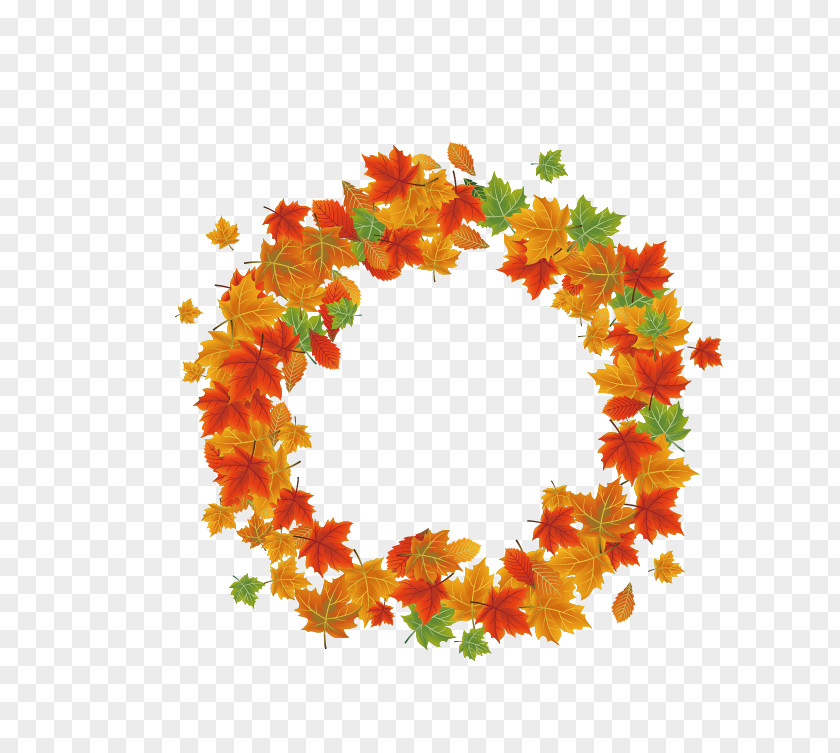 Vector Autumn Leaves Wreath Leaf PNG