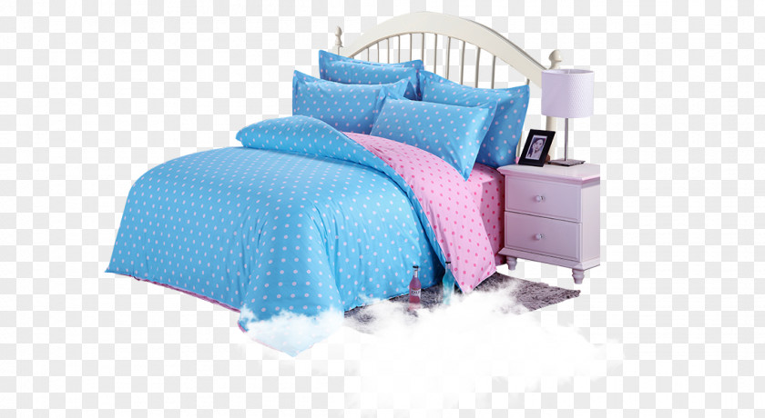 Modern Blue Quilt Pillow Bed Sheet Mattress PNG