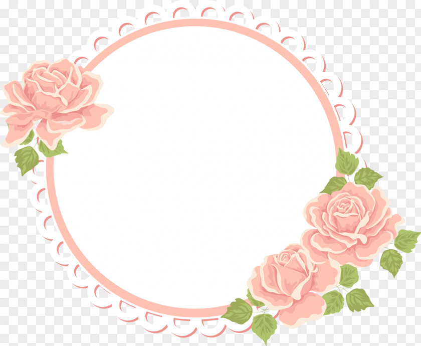 Artwork Painted Pink Roses Flower Picture Frame Pattern PNG