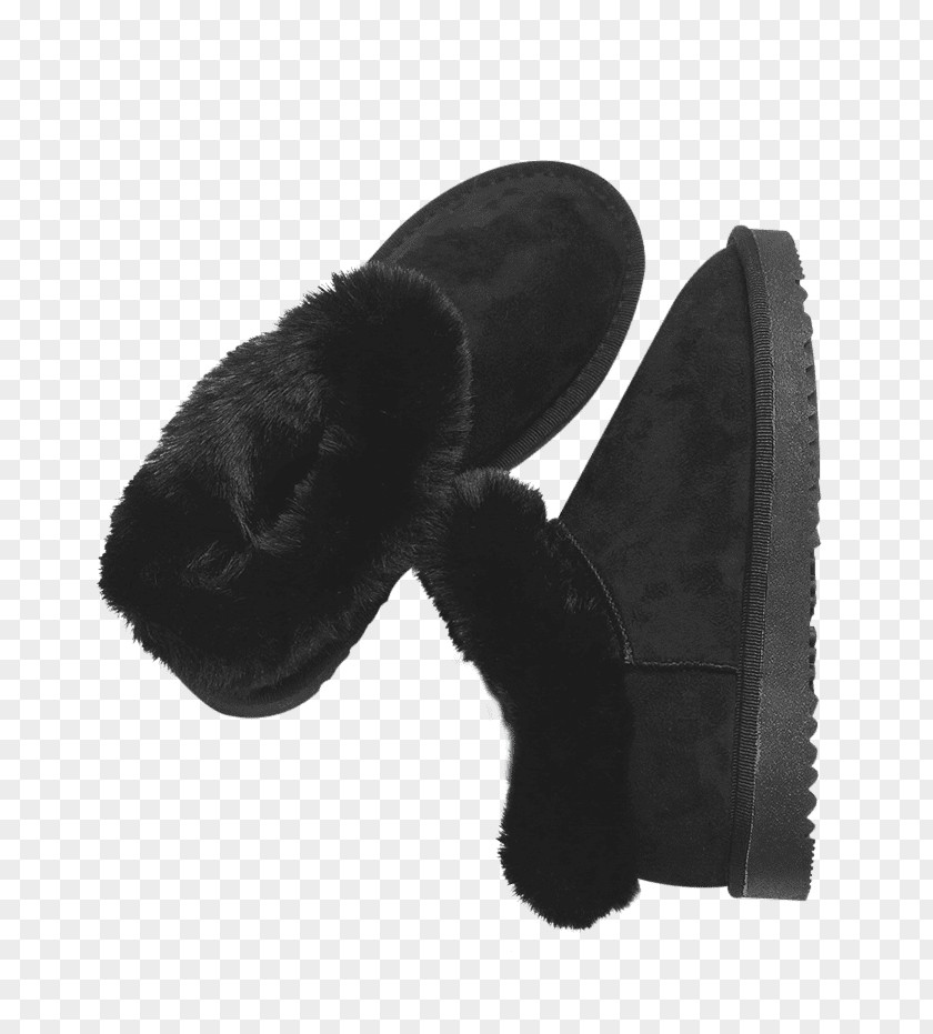 Fake Fur Shoe Black M PNG