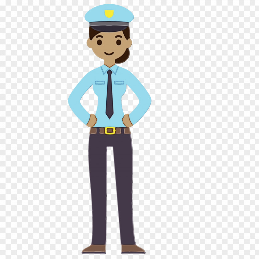 Construction Worker Police Cartoon Standing Uniform Headgear Gentleman PNG
