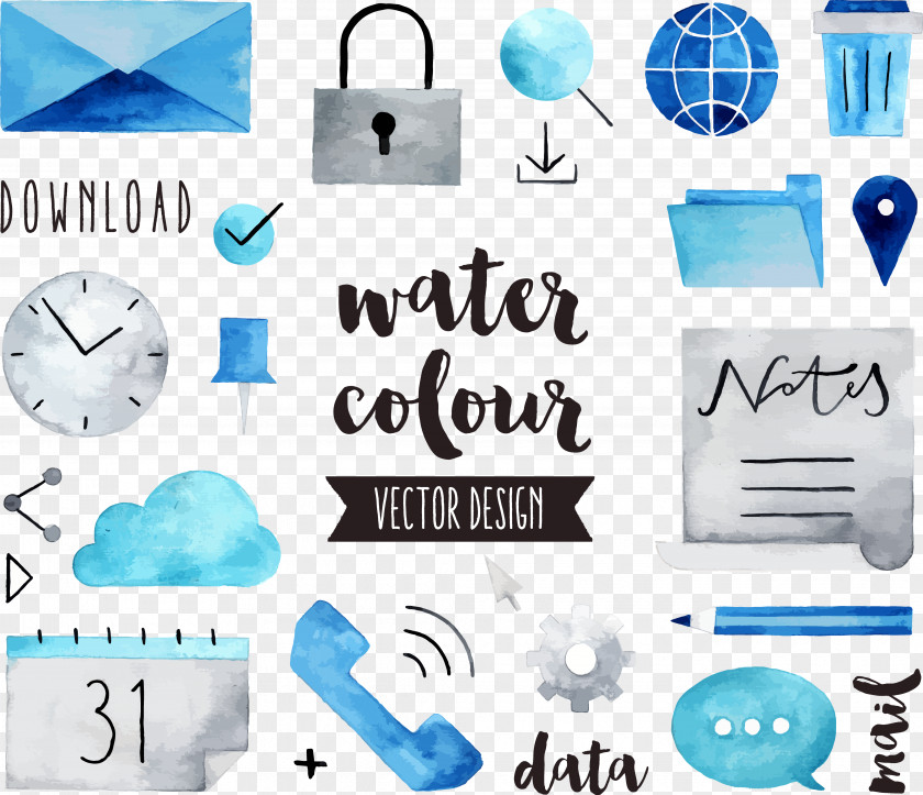 Floating Data Communication Tools Watercolor Painting Drawing Royalty-free Illustration PNG