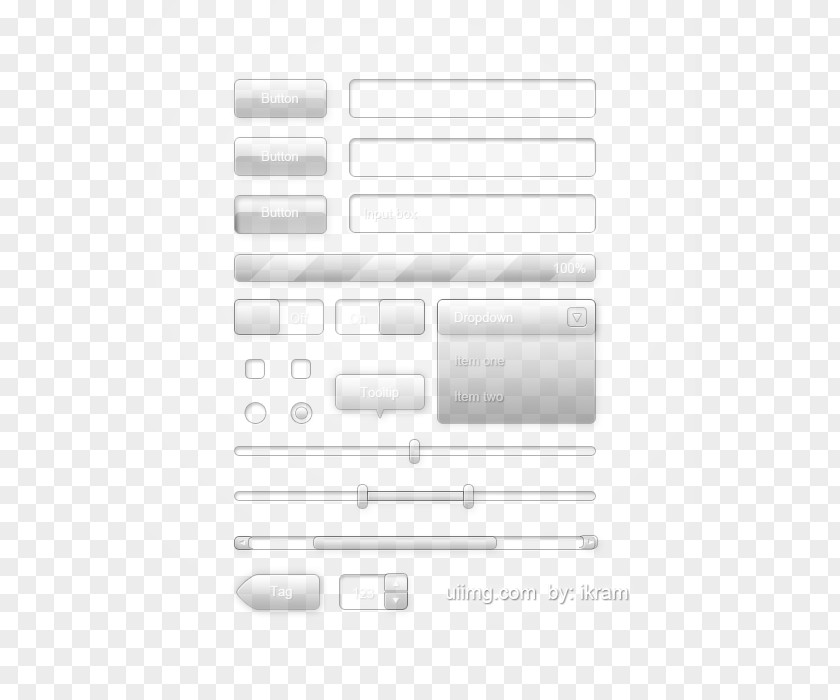 Transparent Glass Button UI Components Black And White Pattern PNG